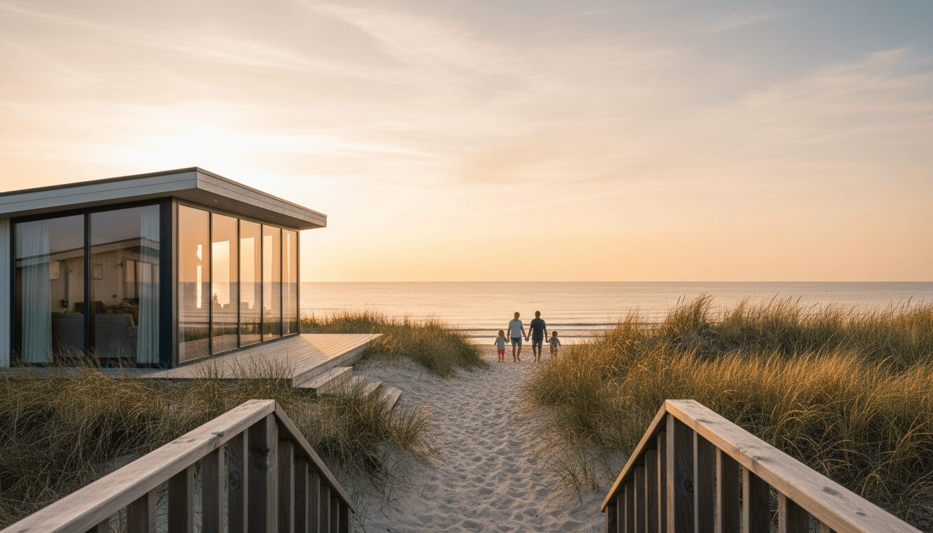 Luxury beachfront 3-bedroom residence overlooking St Helena Bay at golden hour
