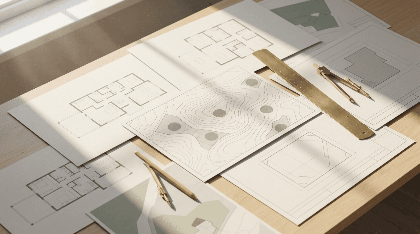 Property documentation and architectural plans showing development standards